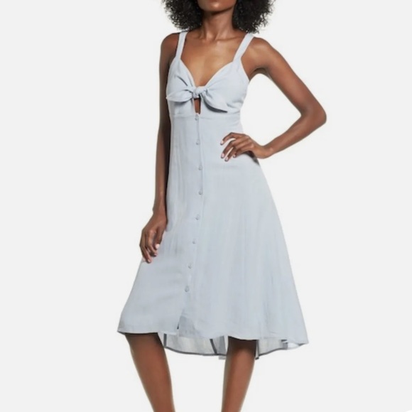 ASTR the label tie front light blue midi dress - Picture 4 of 4